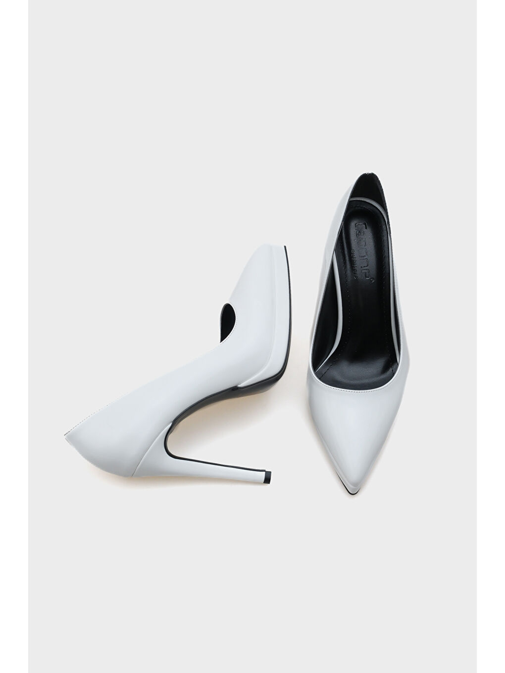 Beyaz Helga Sivri Burunlu Platform Yüksek Topuklu Kadın Ayakkabı-8