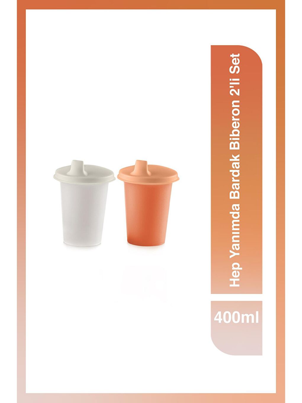 Tupperware Beyaz-Turuncu Hep Yanımda Bardak Biberon 2'li Set 200ml