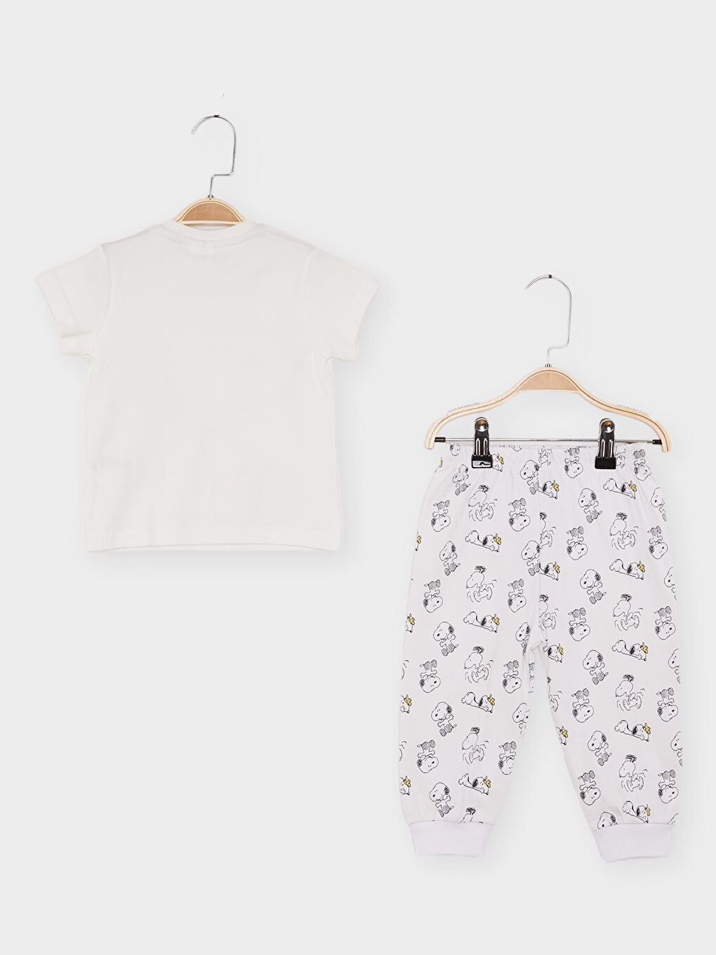 Ekru Snoopy Lisanslı Erkek Bebek Pijama Takımı 21938-2