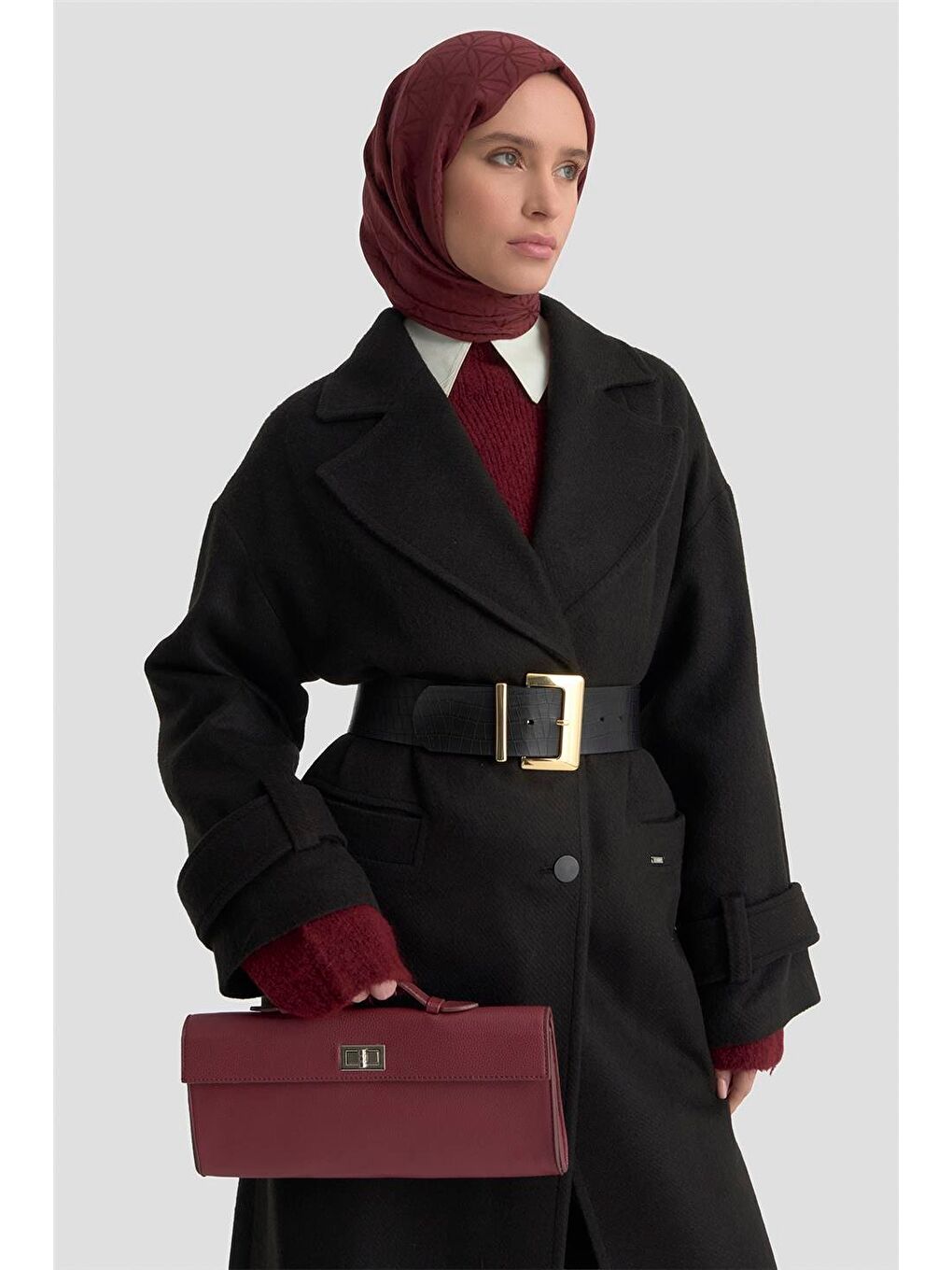 Yanları Yırtmaçlı Kaban 25K7024 Siyah-4