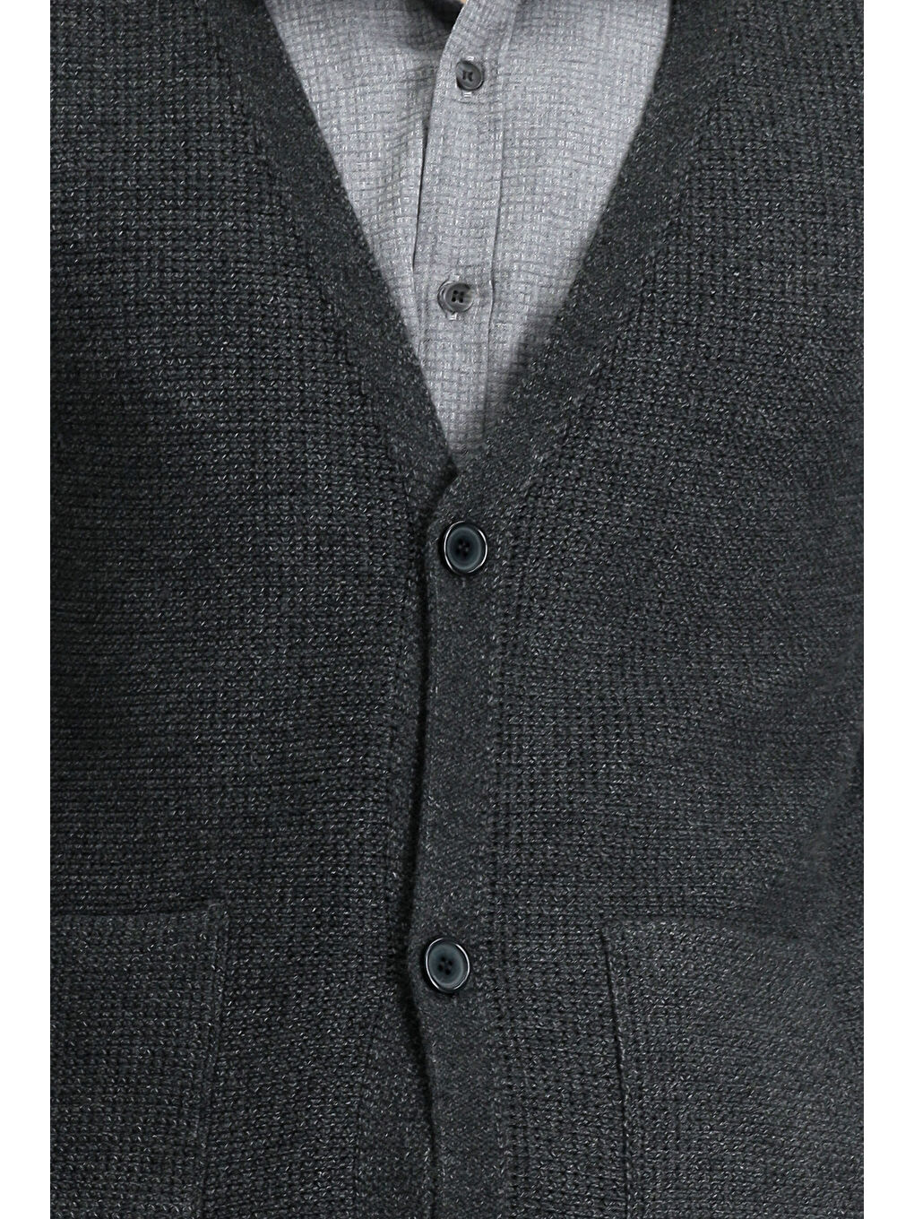 Antrasit V Yaka Triko Yelek-4