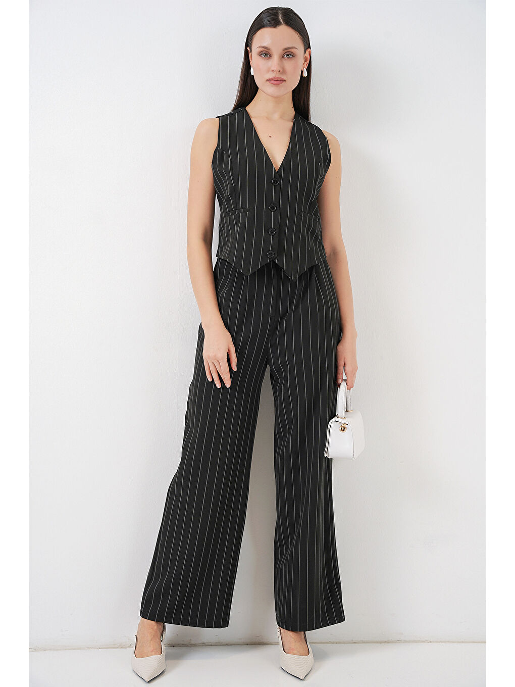 6709 Kadın Yelek Pantolon İkili Takım - D. Siyah-3