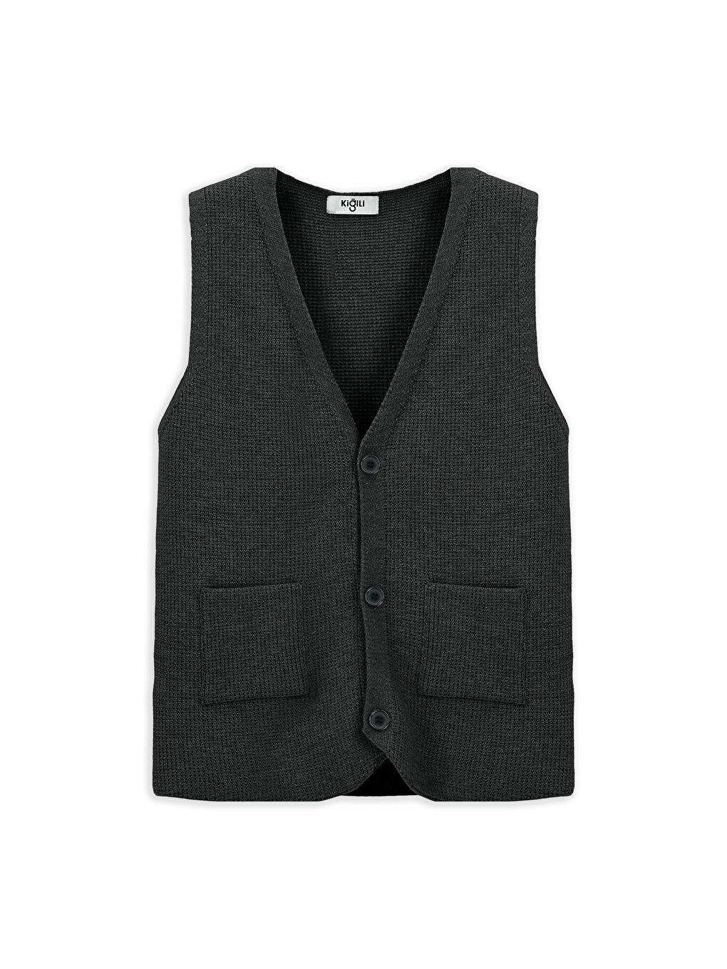 Antrasit V Yaka Triko Yelek-5