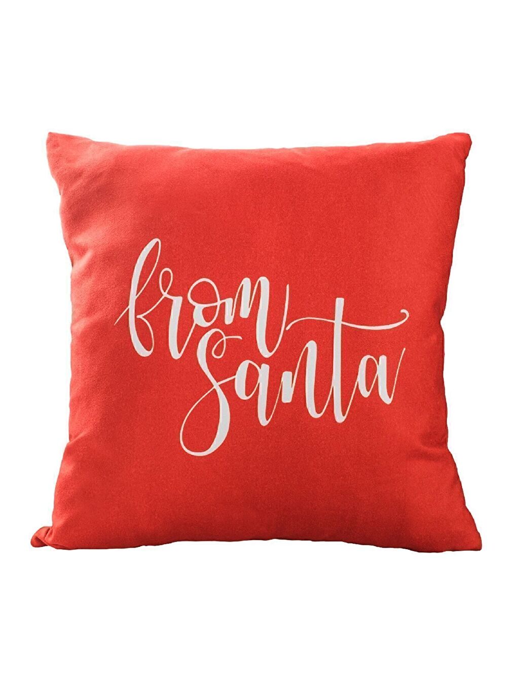 Yılbaşı Temalı "from santa" Beyaz Yazı Baskılı Kırlent Kılıfı - Kırmızı 43x43-1