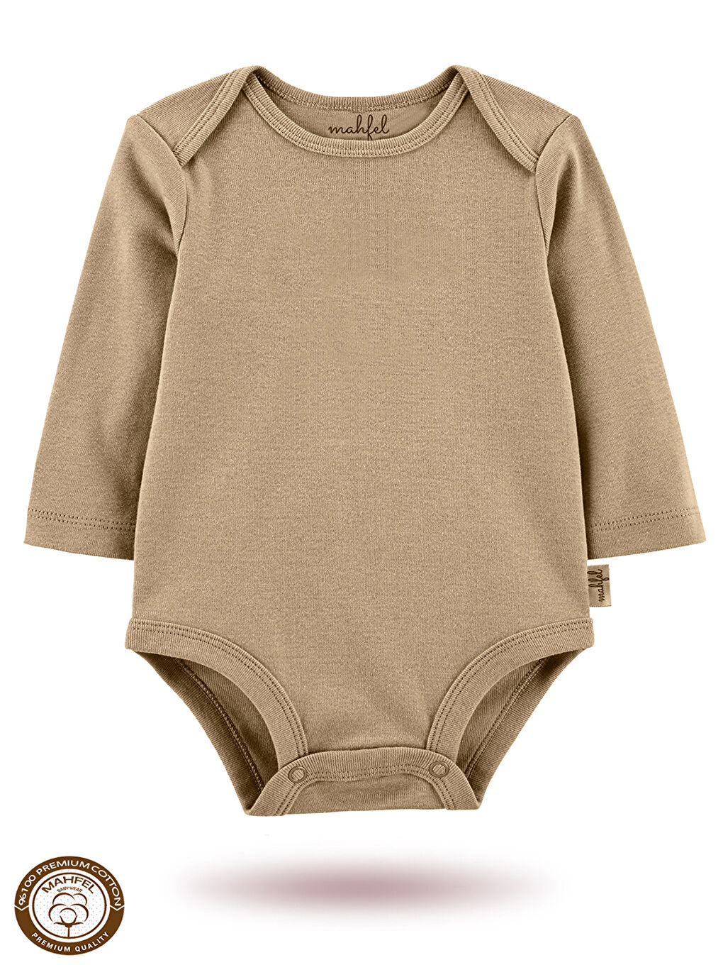 Kahverengi %100 Pamuklu 3'lü Baskısız Çıtçıtlı Bebek Body Zıbın KR-1