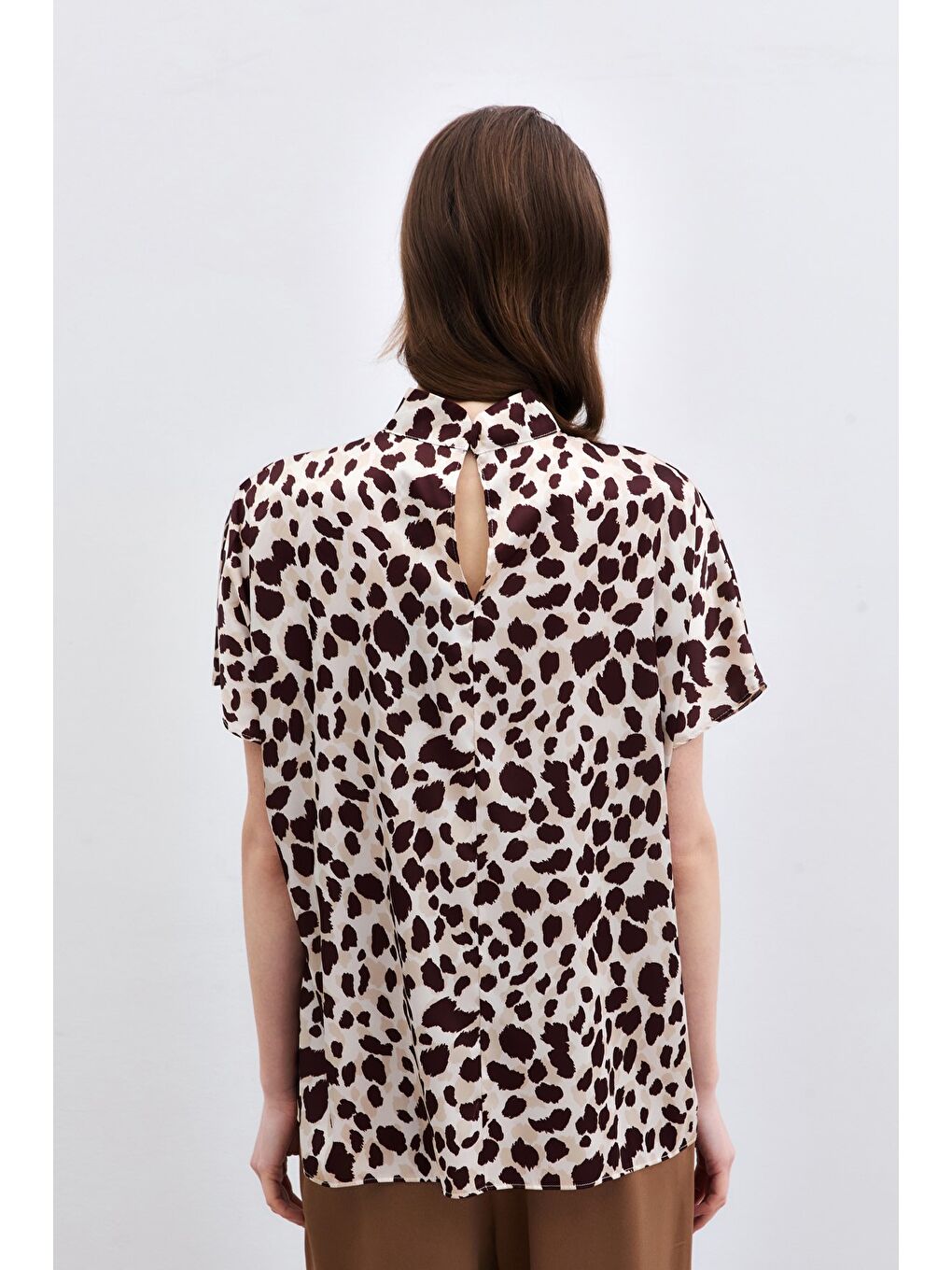 Yarasa Kol Salaş Bluz - Bej-Kahve-6