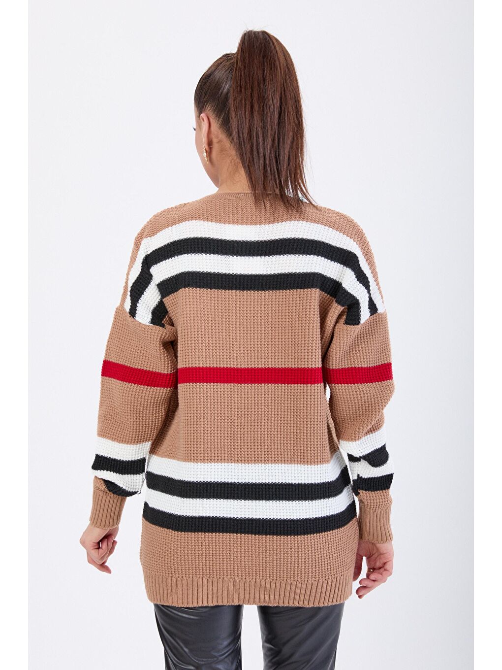 Bej Ceket Yaka Kadın Vizon Triko Hırka - 24062-4