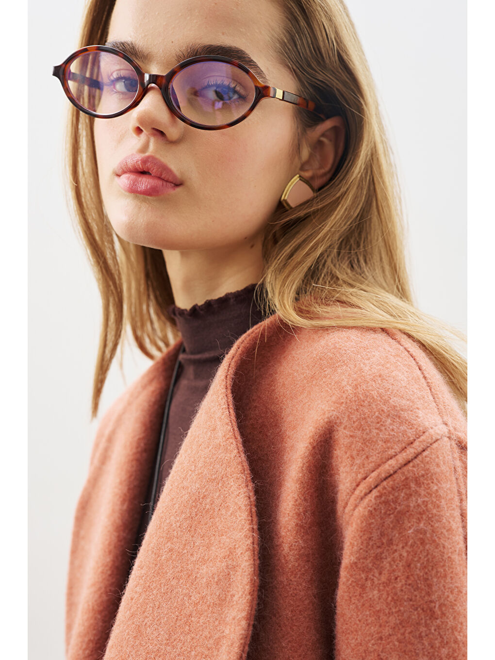 Kahverengi Yünlü Kısa Ceket Kiremit-3