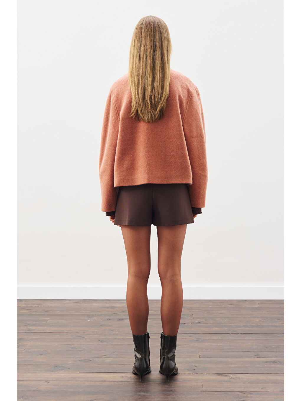 Kahverengi Yünlü Kısa Ceket Kiremit-6