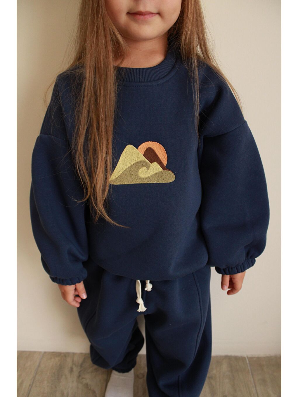 İndigo Dağ Nakışlı Çocuk Alt Üst Takım-5