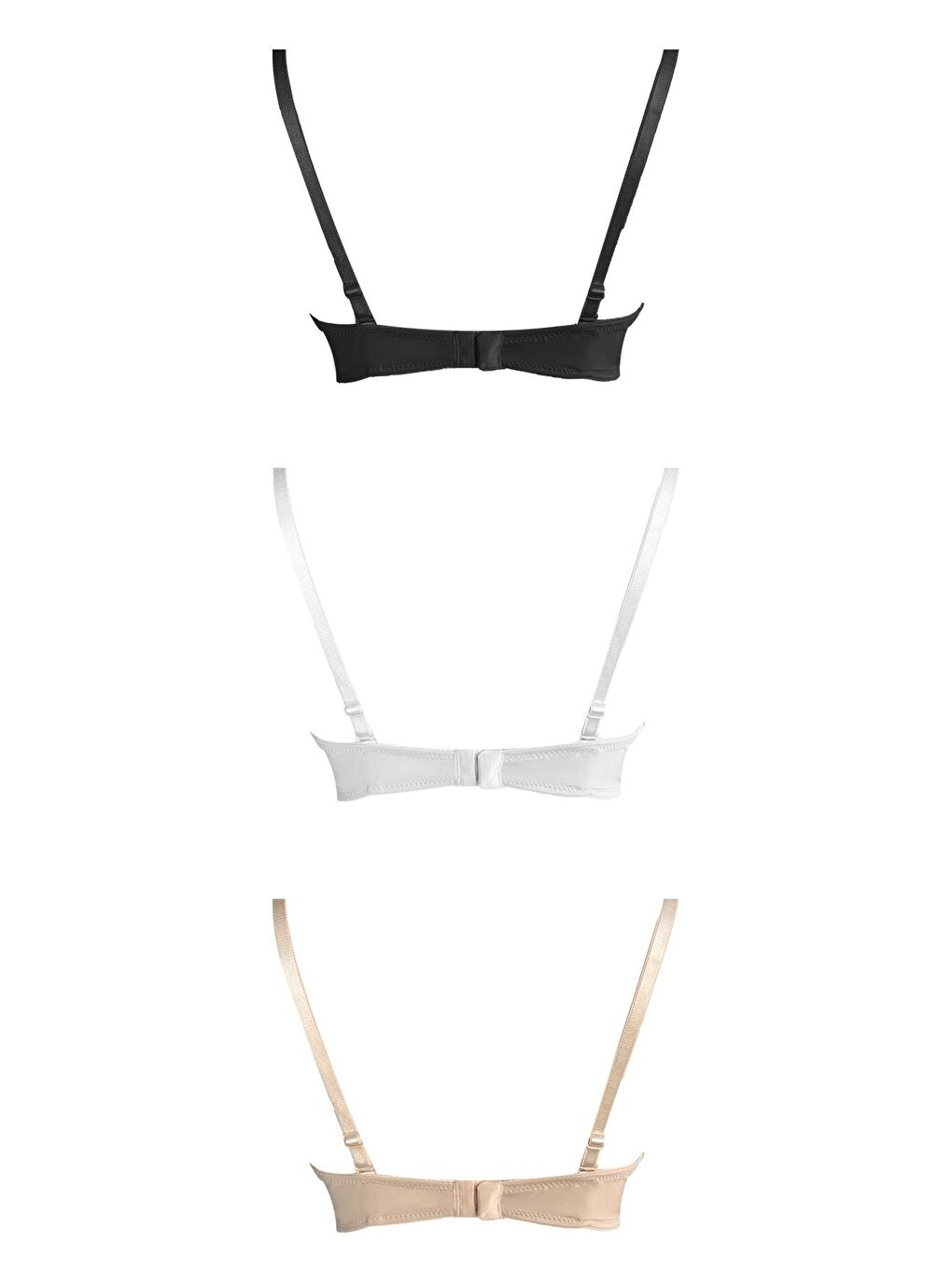 Karışık Balenli Toparlayıcı Dolgusuz Straplez Lotus Sütyen 3'Lü Paket-1