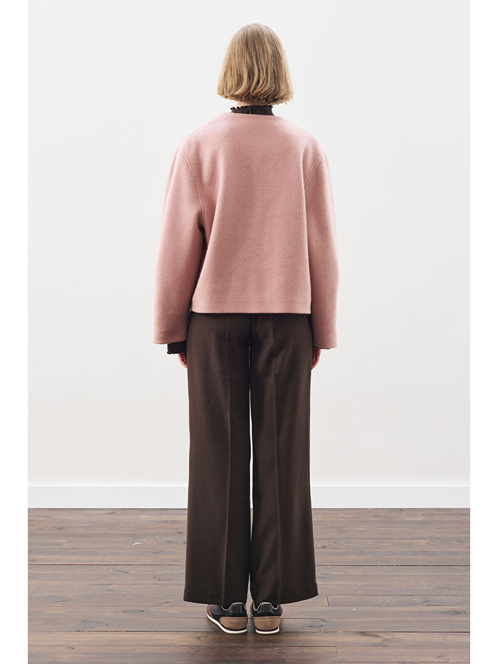 Pembe Yünlü Kısa Ceket Gülkurusu-2