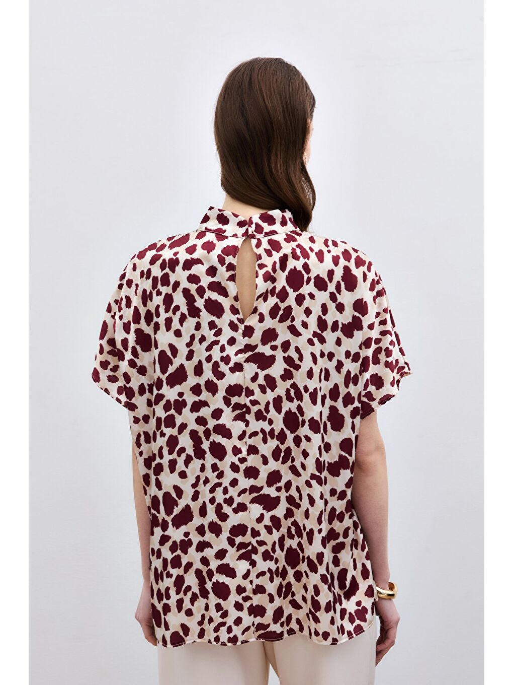 Yarasa Kol Salaş Bluz - Bej-Bordo-4