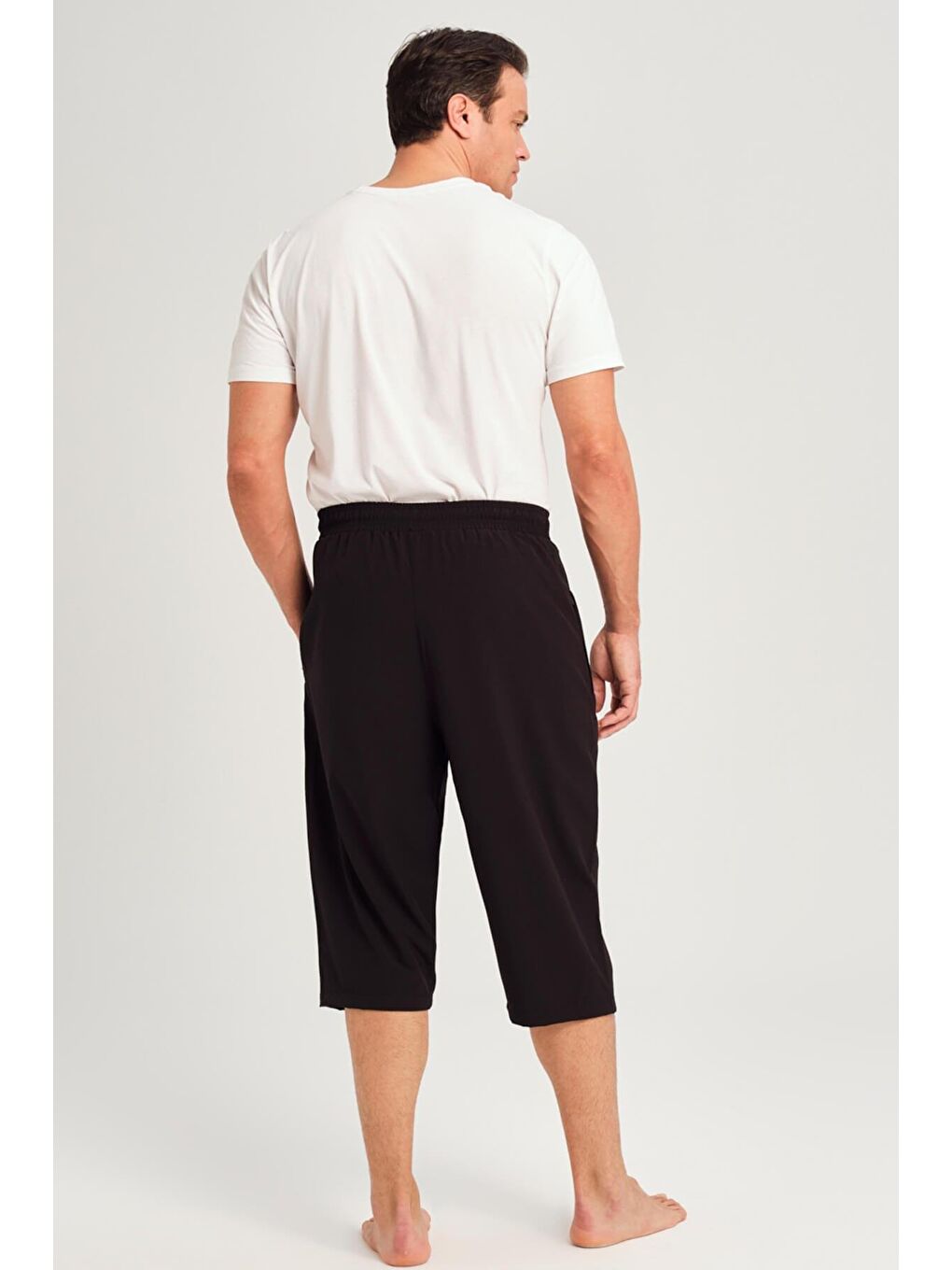 Geniş Kalıp Büyük Beden Siyah Erkek Uzun Havuz Ve Deniz Şortu 3062-1