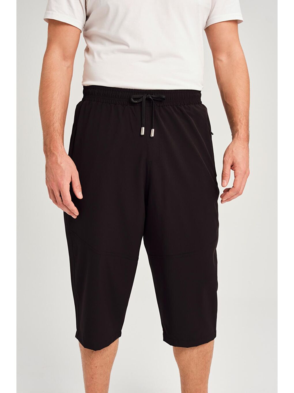 Geniş Kalıp Büyük Beden Siyah Erkek Uzun Havuz Ve Deniz Şortu 3062-3