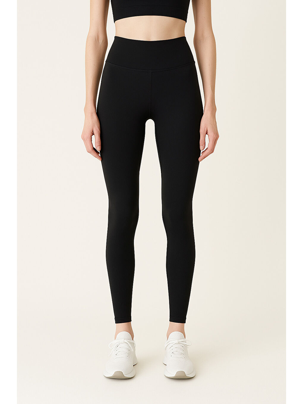 Siyah Kadın Yüksek Bel Toparlayıcı Tam Boy Spor Tayt