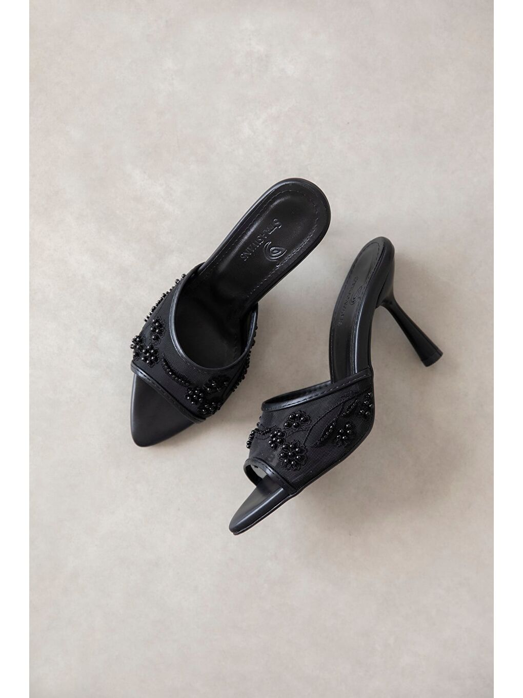 Karis Kadın File Detay Topuklu Terlik Siyah-1