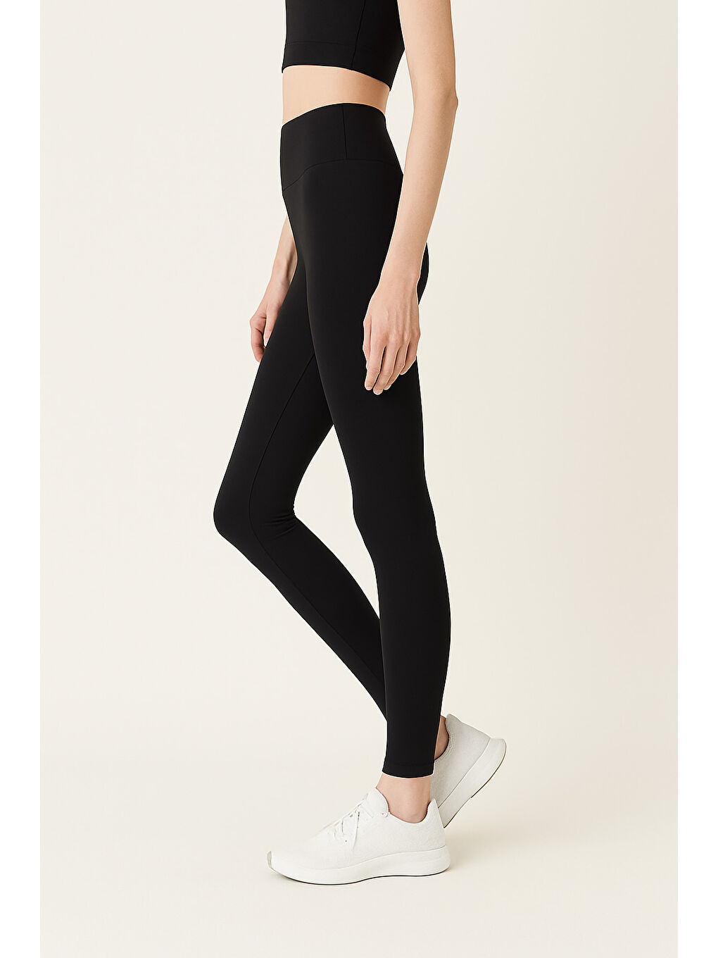 Siyah Kadın Yüksek Bel Toparlayıcı Tam Boy Spor Tayt-1