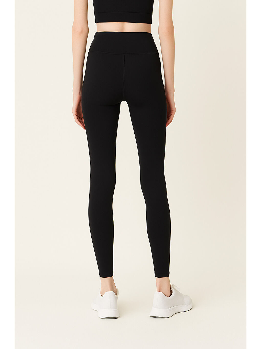 Siyah Kadın Yüksek Bel Toparlayıcı Tam Boy Spor Tayt-2