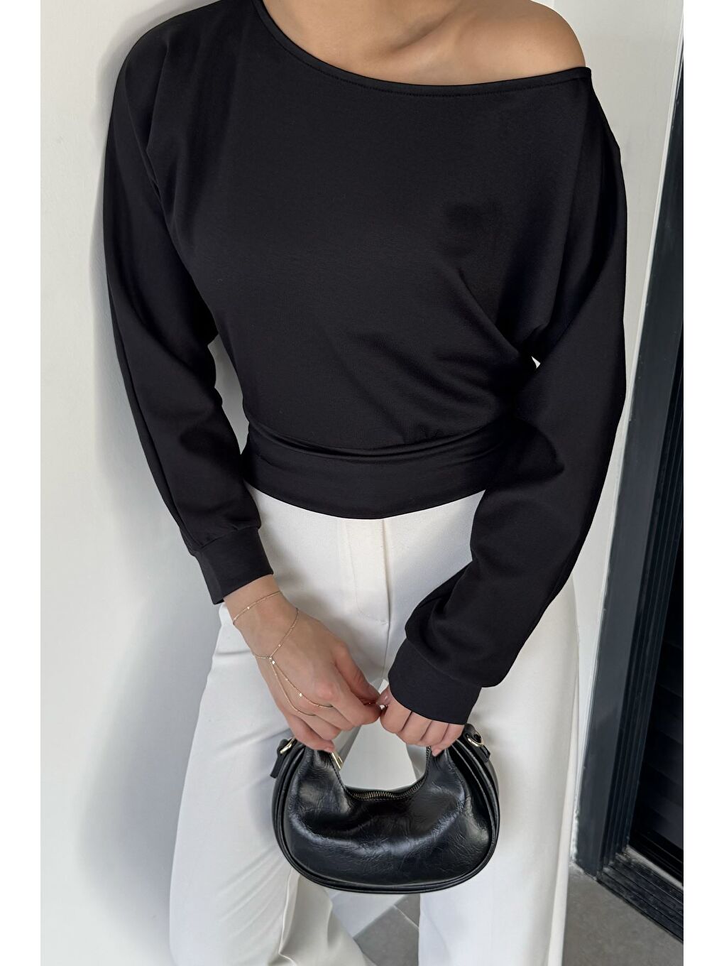 Siyah Kadın Yarasa Kol Bluz