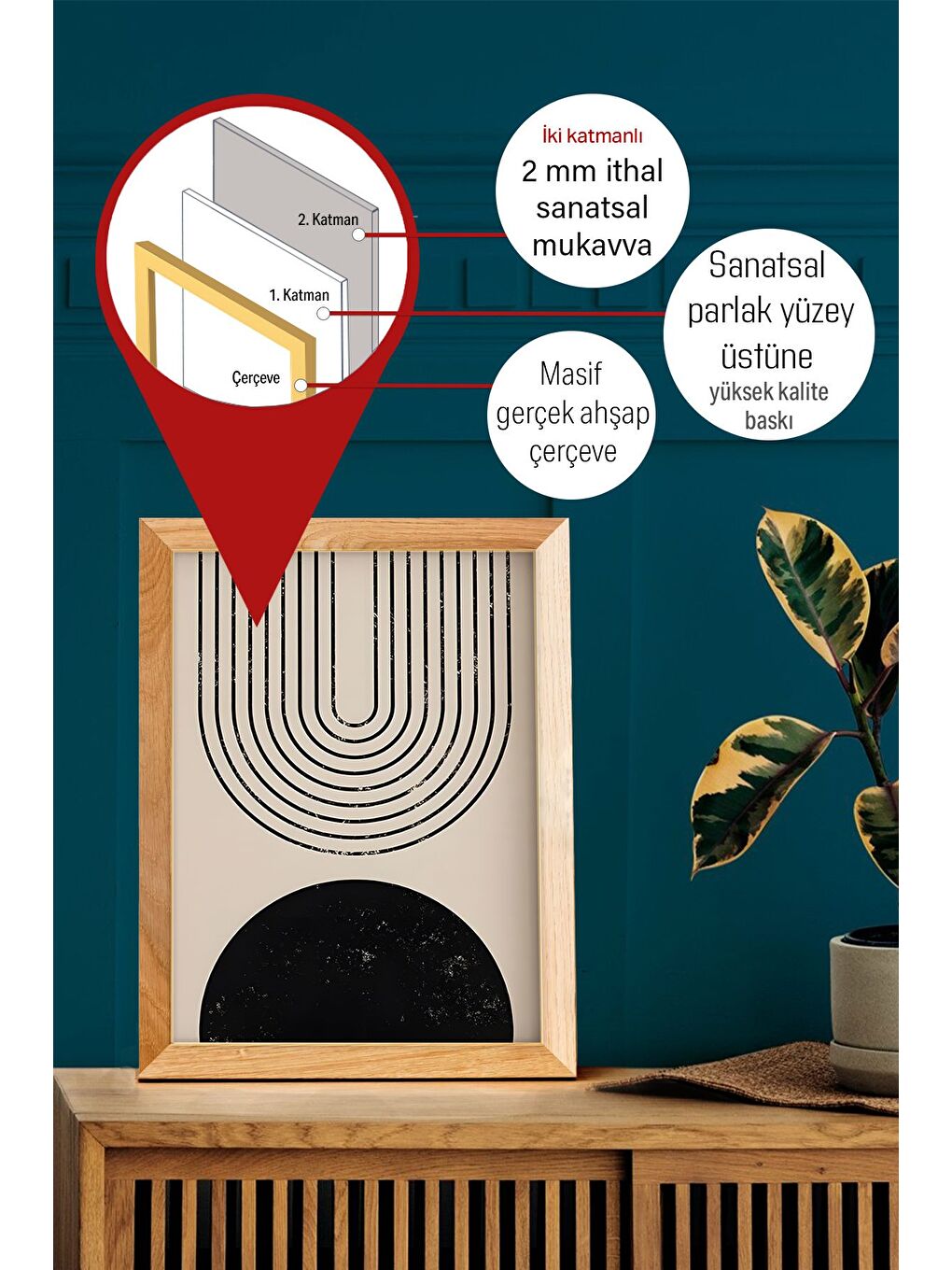 Beyaz Gerçek Ahşap Çerçeveli 3 Parça 3D Poster Tablo Seti 15x20 cm - Set 17-1