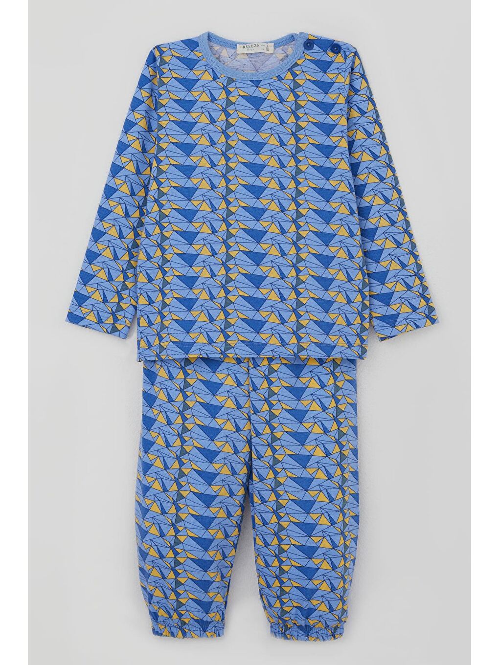 Erkek Bebek Pijama Takımı Renk Üçgeni Açık Mavi (9 Ay-3 Yaş)