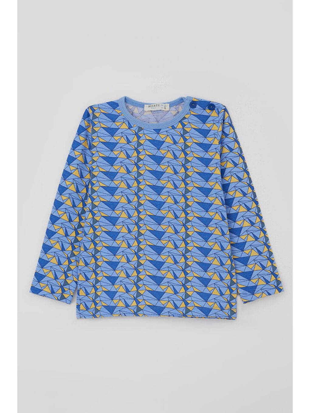 Erkek Bebek Pijama Takımı Renk Üçgeni Açık Mavi (9 Ay-3 Yaş)-1