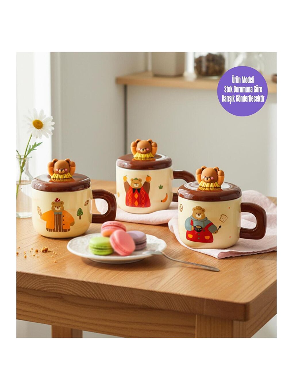 Karışık Retro Ayıcık Temalı Seramik Kupa