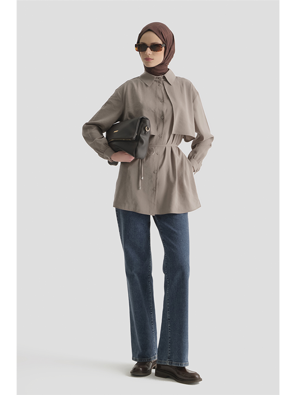 Bej Aller Detaylı Tunik Vizon-1