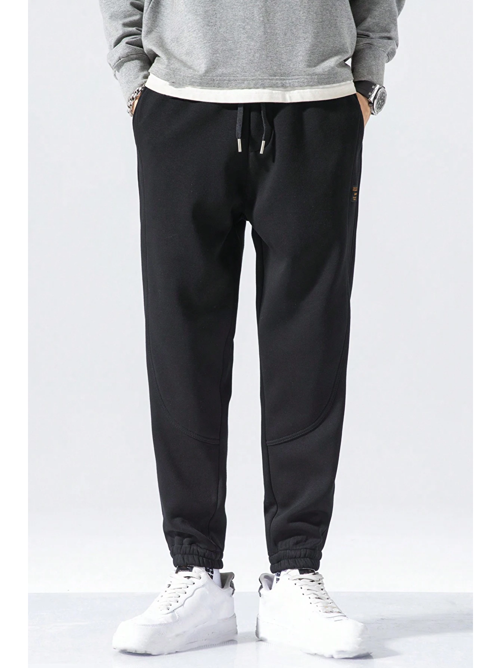 Siyah Genıus Store Erkek Eşofman İçi Polarlı Bağcıklı Bel Jogger Spor Eşofman Altı SPOR-ESF001-2