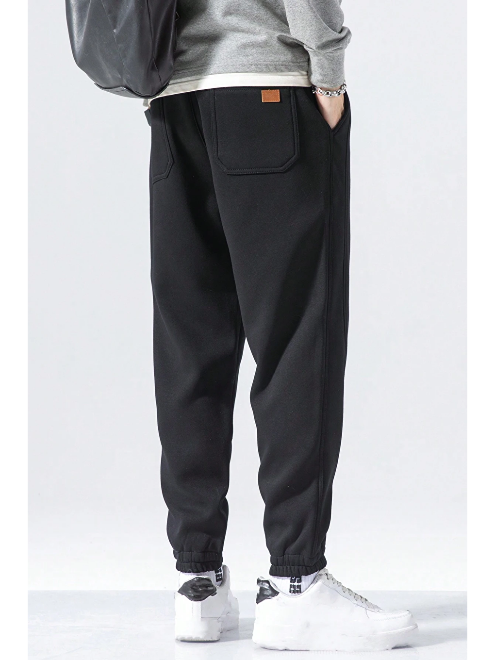 Siyah Genıus Store Erkek Eşofman İçi Polarlı Bağcıklı Bel Jogger Spor Eşofman Altı SPOR-ESF001-3