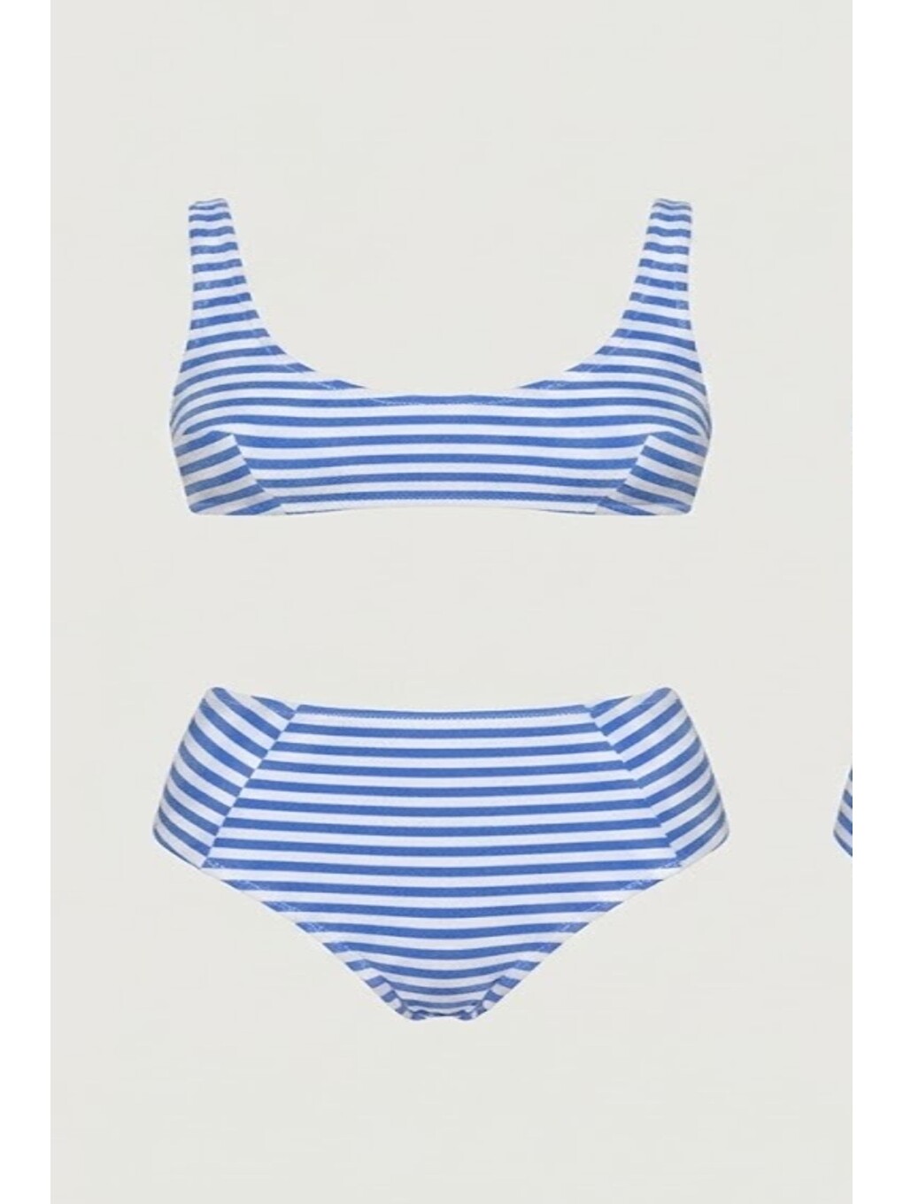 Yüksek Bel Straplez Bikini Takım 3225 Mavi/beyaz