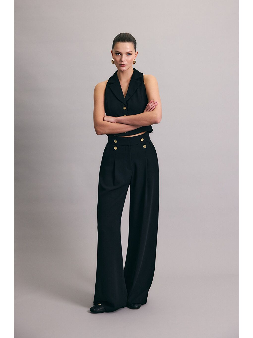 Eva Krep Pantolon - Siyah