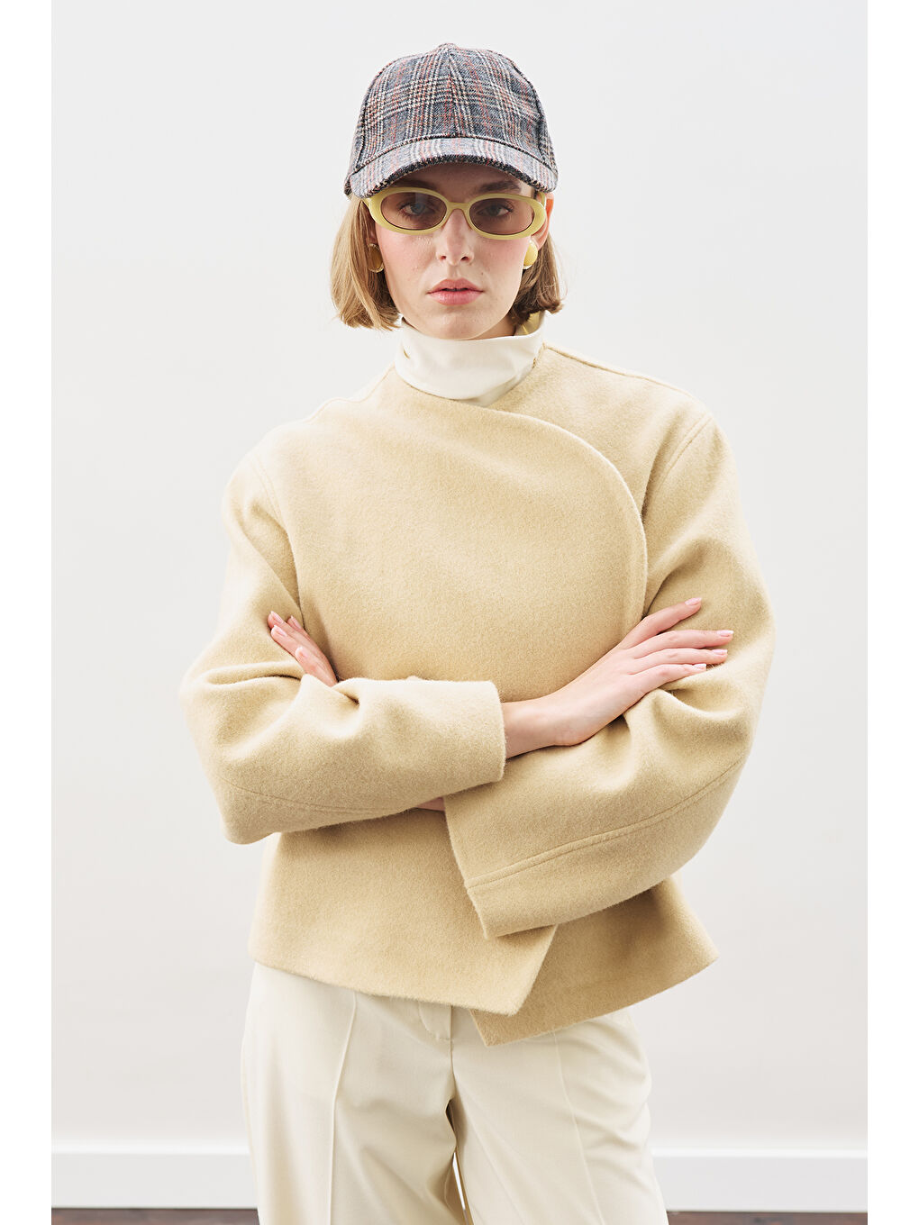 Bej Yünlü Kısa Ceket Kum-1