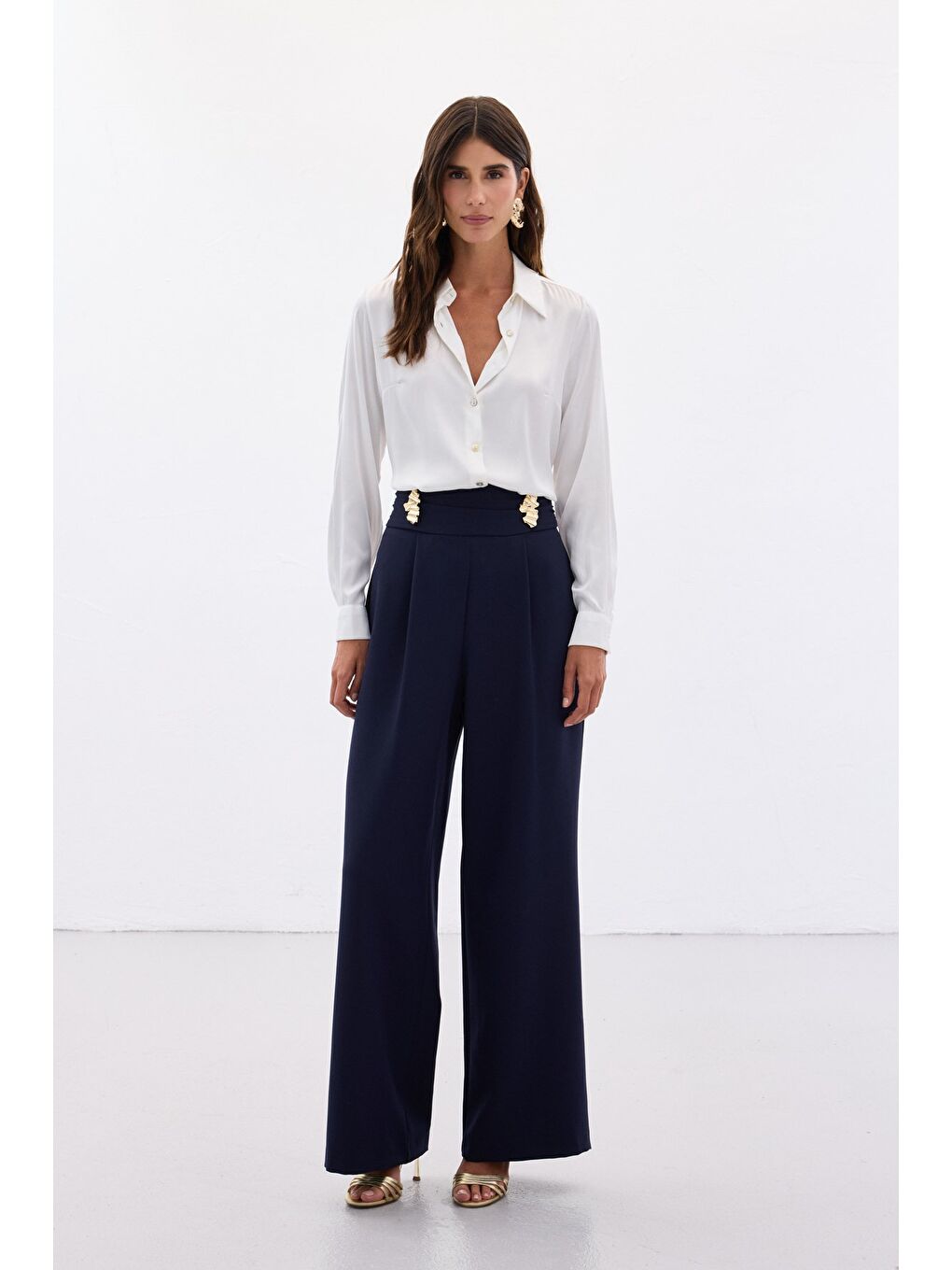 Bel Aksesuarlı Pantolon - Lacivert