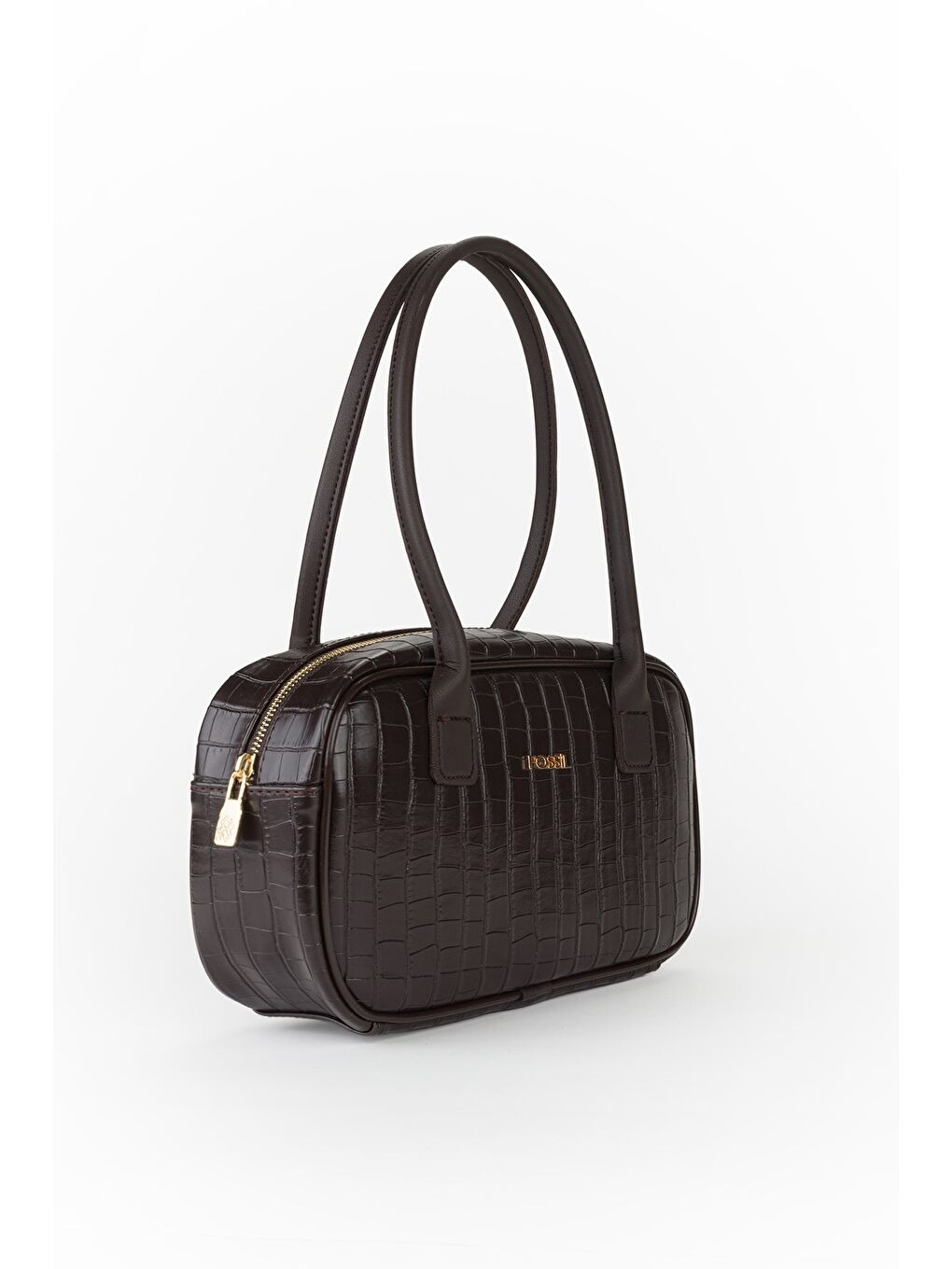 Kahverengi Kadın Croco Desen El ve Omuz Çantası-1