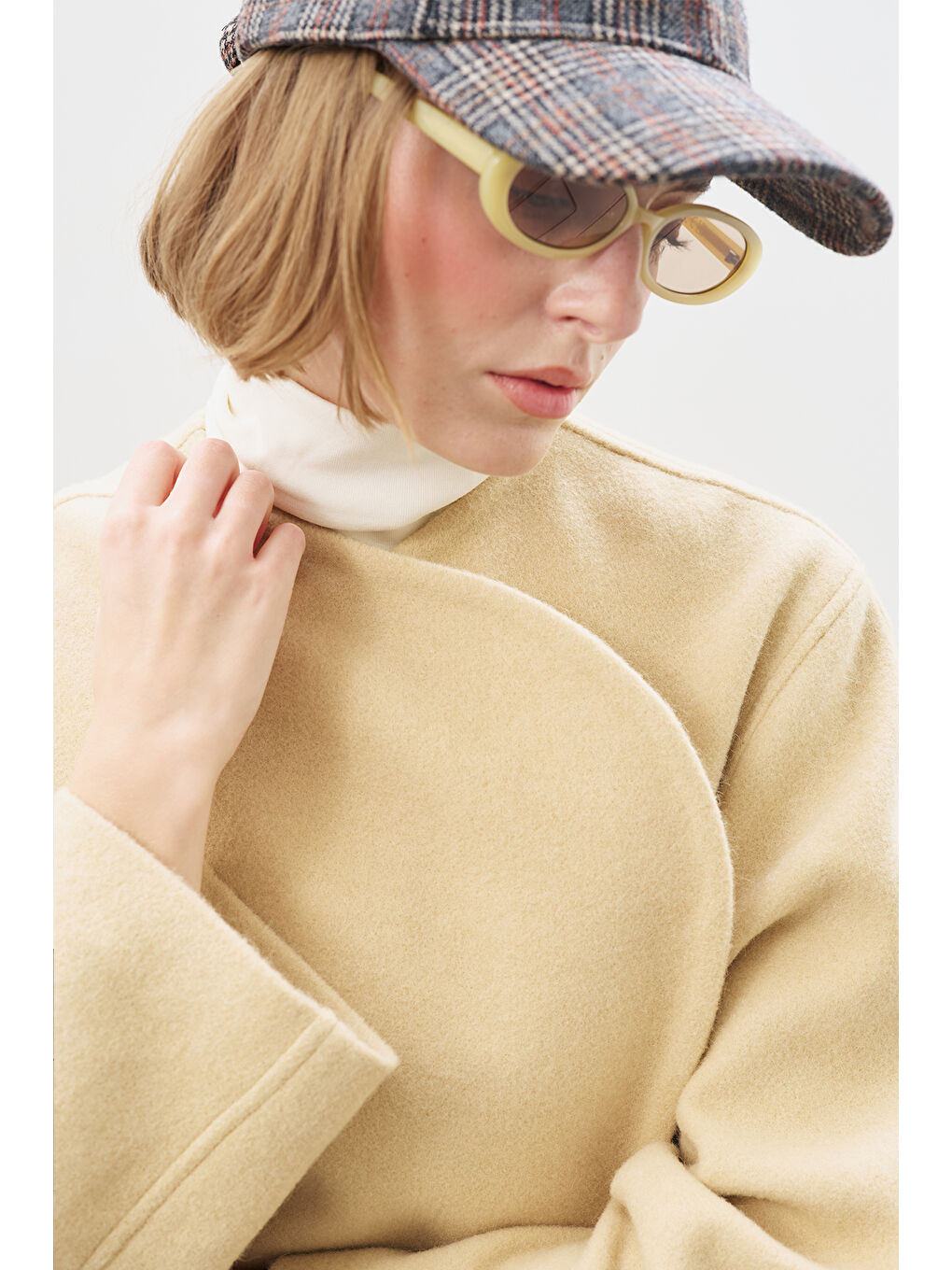 Bej Yünlü Kısa Ceket Kum-3