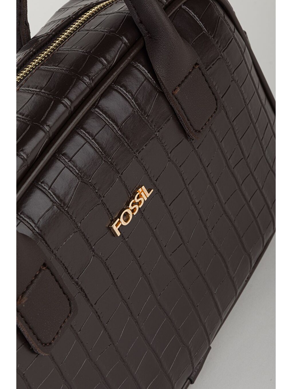 Kahverengi Kadın Croco Desen El ve Omuz Çantası-2