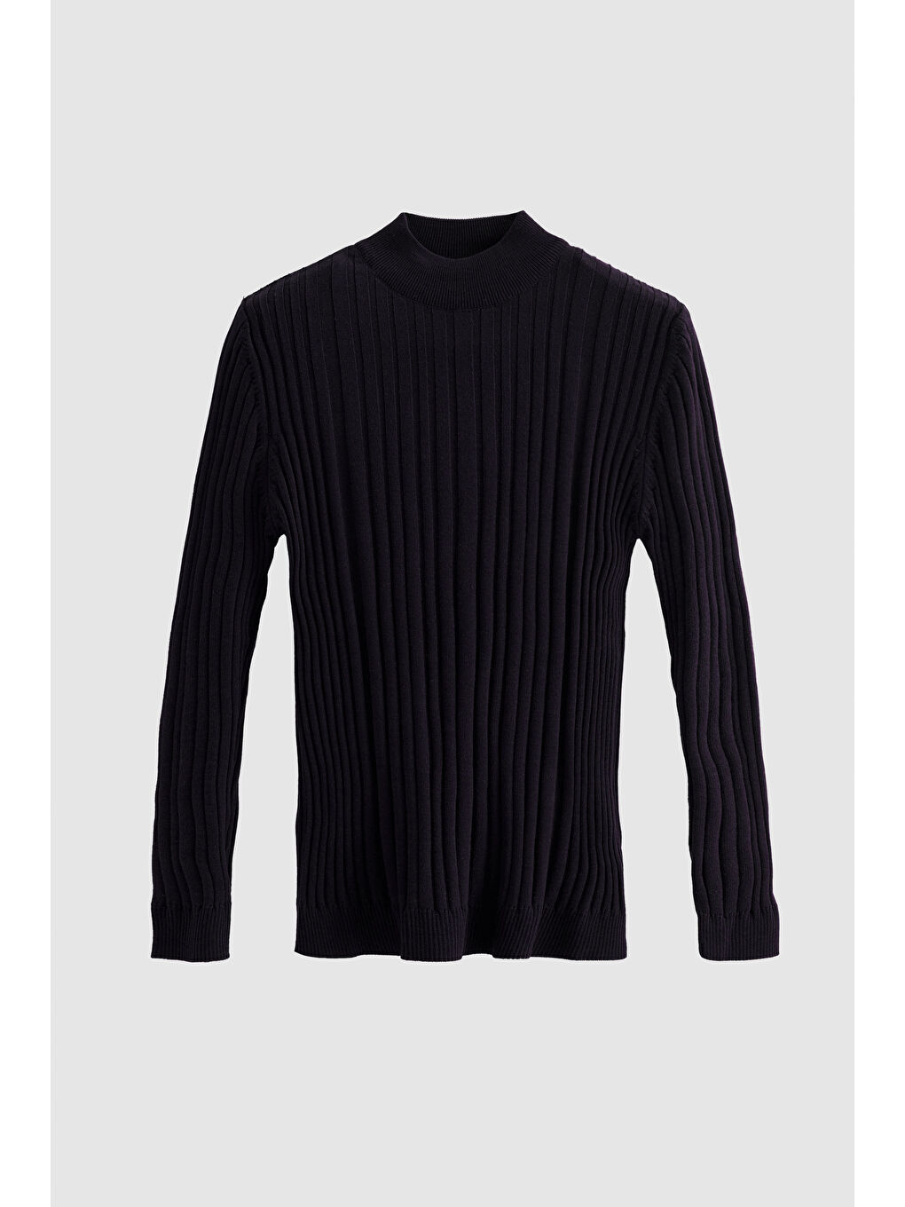 Slim Fit Lacivert Fitilli Fitilli Pamuk Yarım Balıkçı Triko Kazak-4