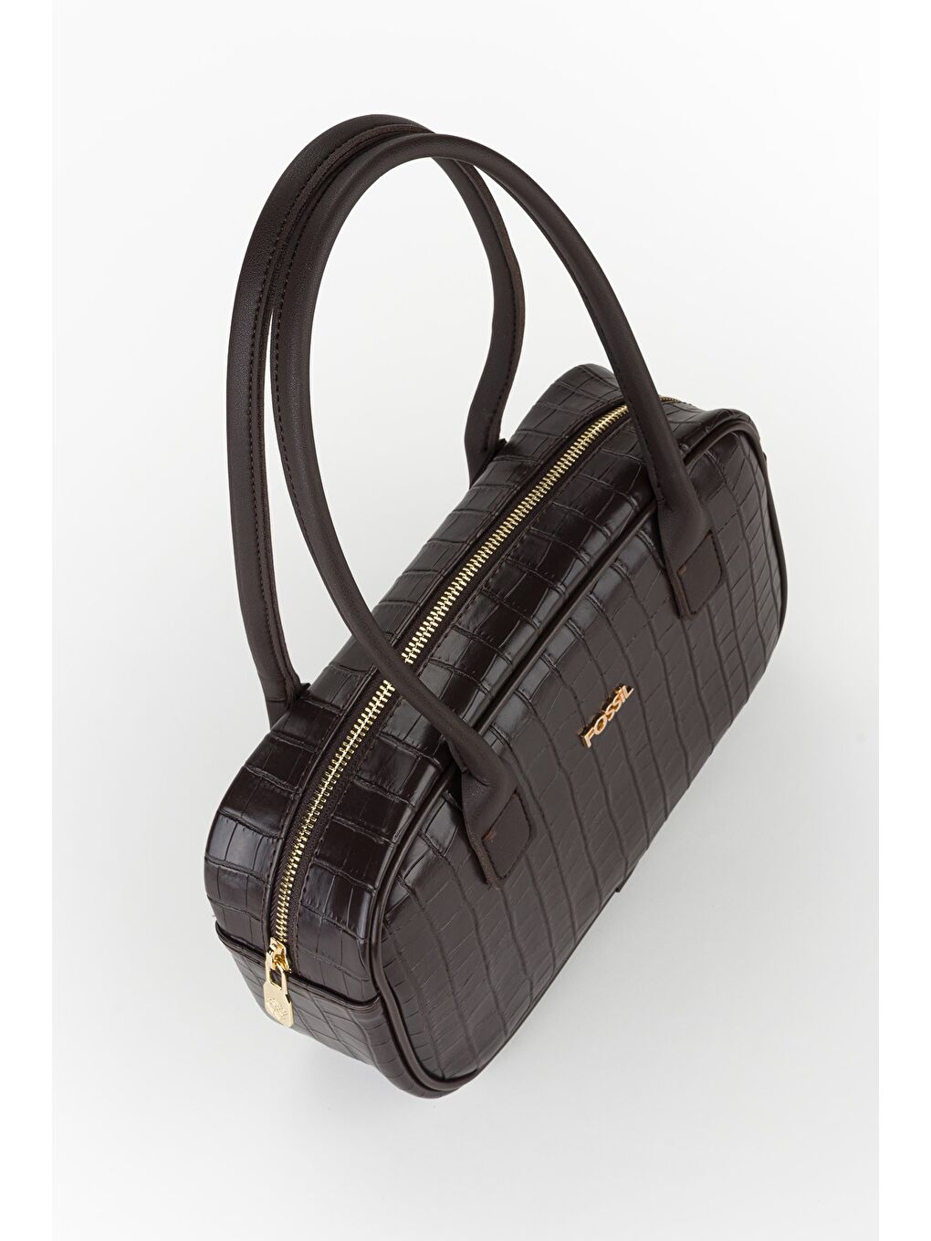 Kahverengi Kadın Croco Desen El ve Omuz Çantası-3