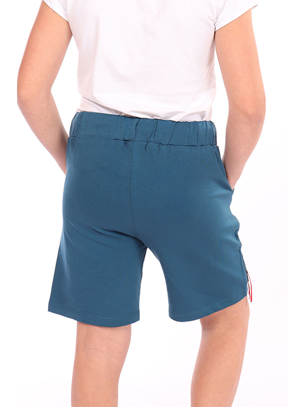 Petrol Erkek Çocuk Paça Kısmı Armalı Şort-1