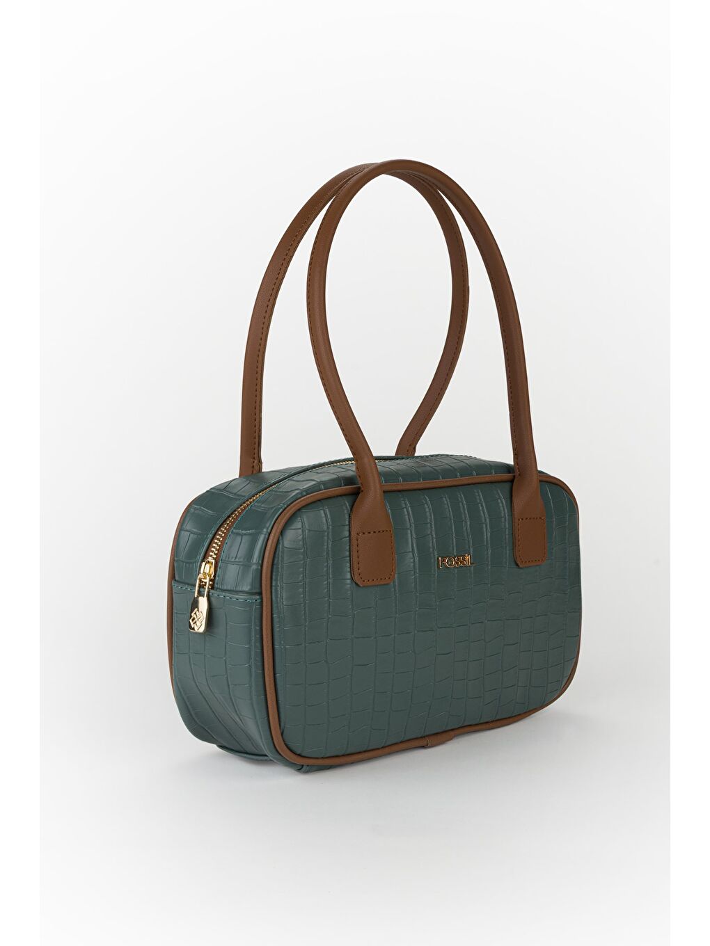 Yeşil Kadın Croco Desen El ve Omuz Çantası-1