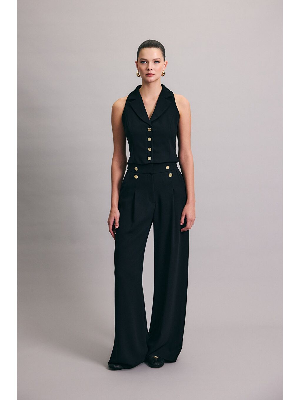 Eva Krep Pantolon - Siyah-3