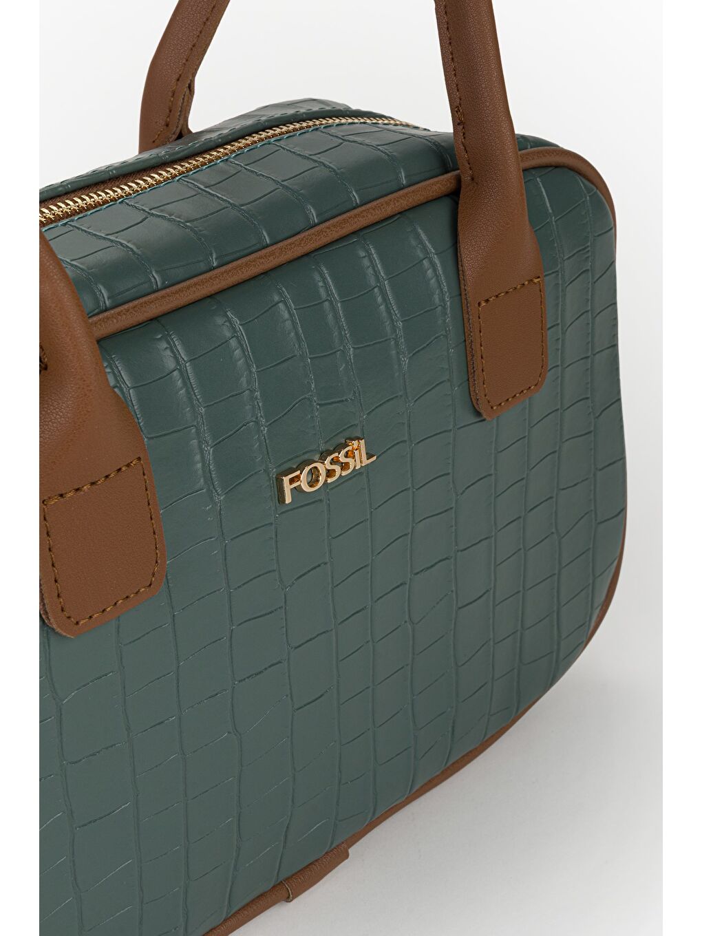 Yeşil Kadın Croco Desen El ve Omuz Çantası-2