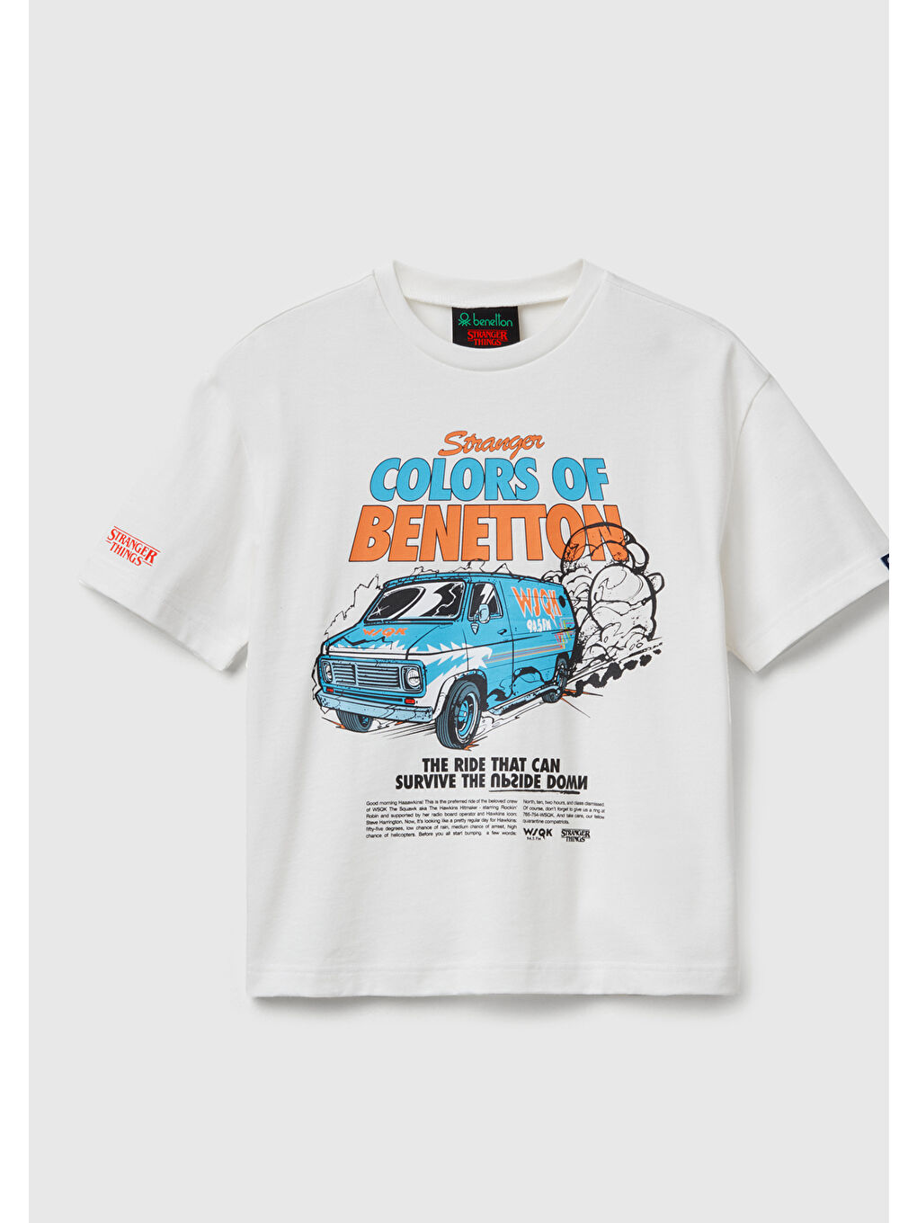 Erkek Çocuk Beyaz %100 Pamuk Stranger Things Ön Baskılı Kısa Kollu T-Shirt