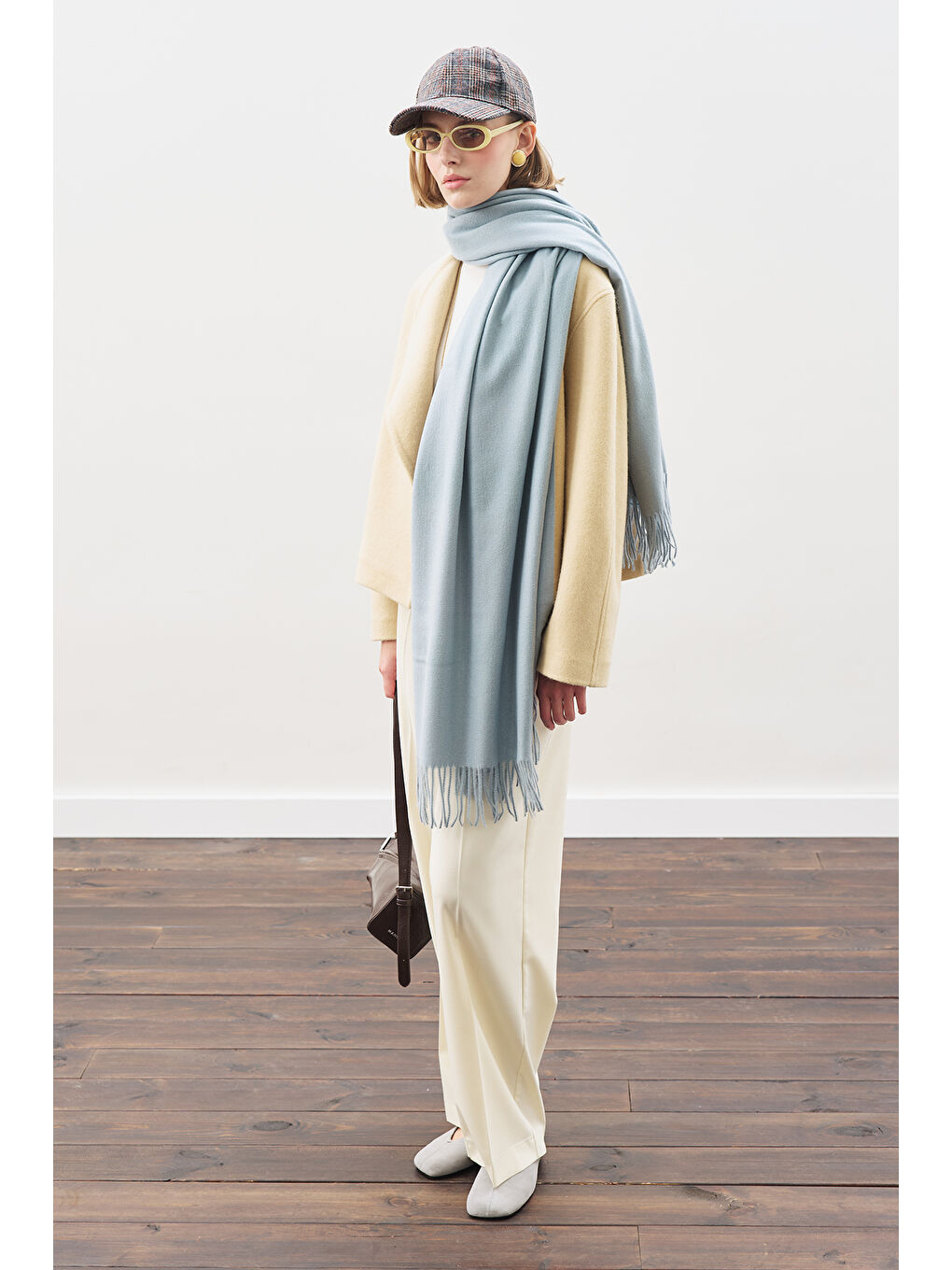 Kaşmir Dokulu Şal Mavi