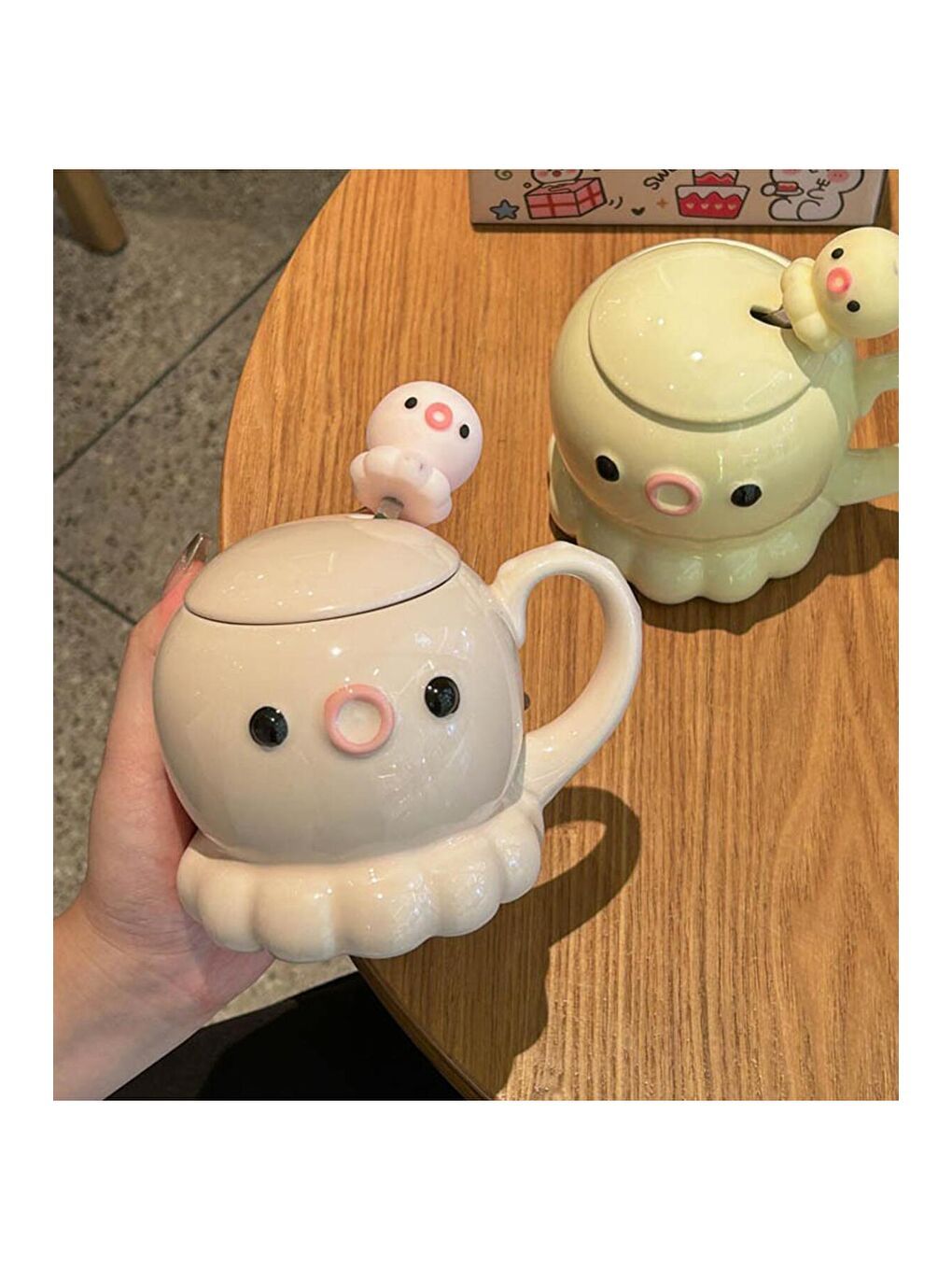 Karışık Sevimli Ahtapot Temalı Seramik Kupa-3