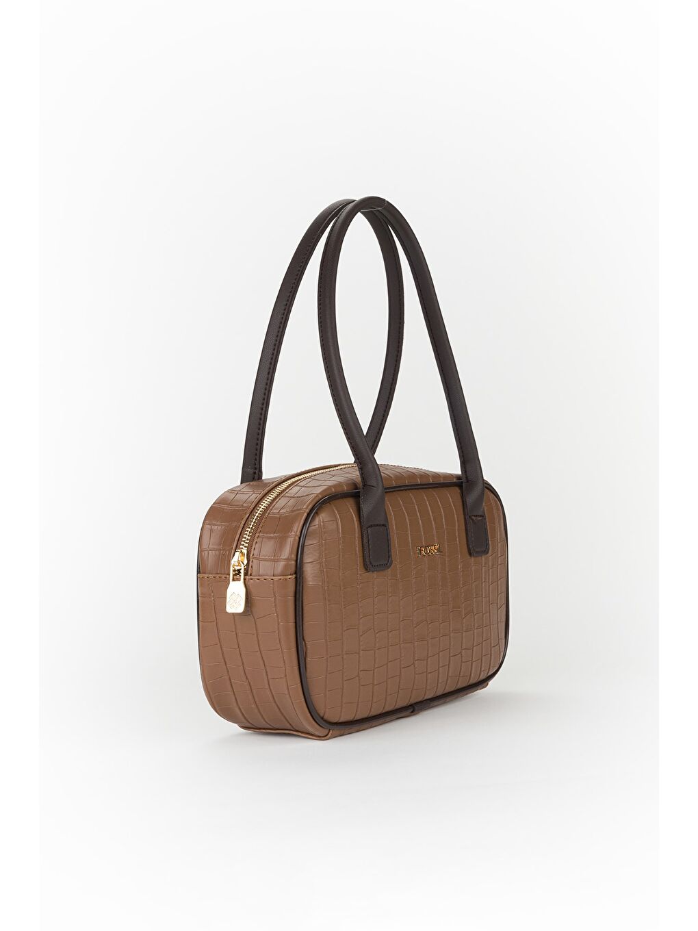 Kahverengi Kadın Croco Desen El ve Omuz Çantası-1