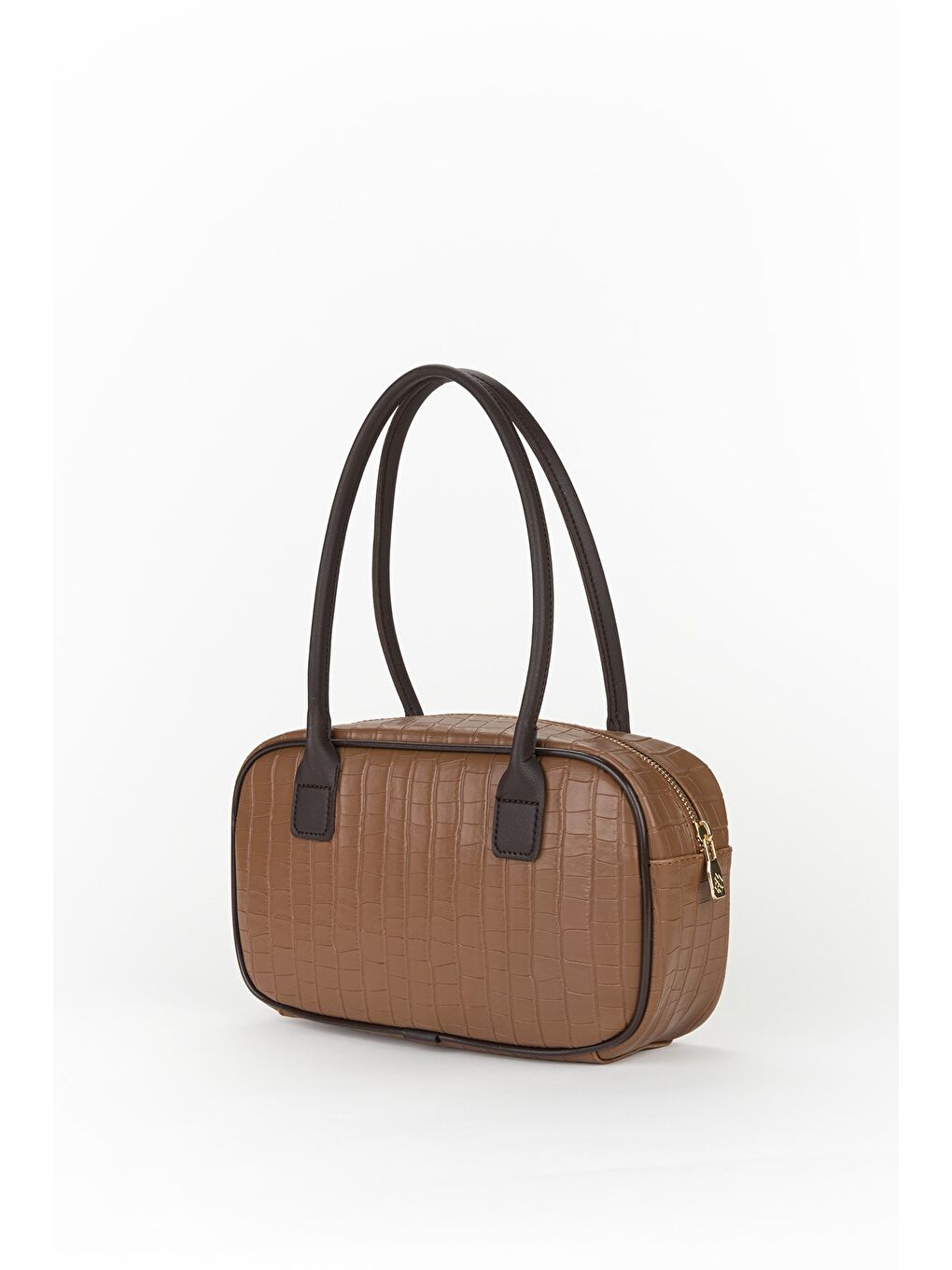 Kahverengi Kadın Croco Desen El ve Omuz Çantası-2