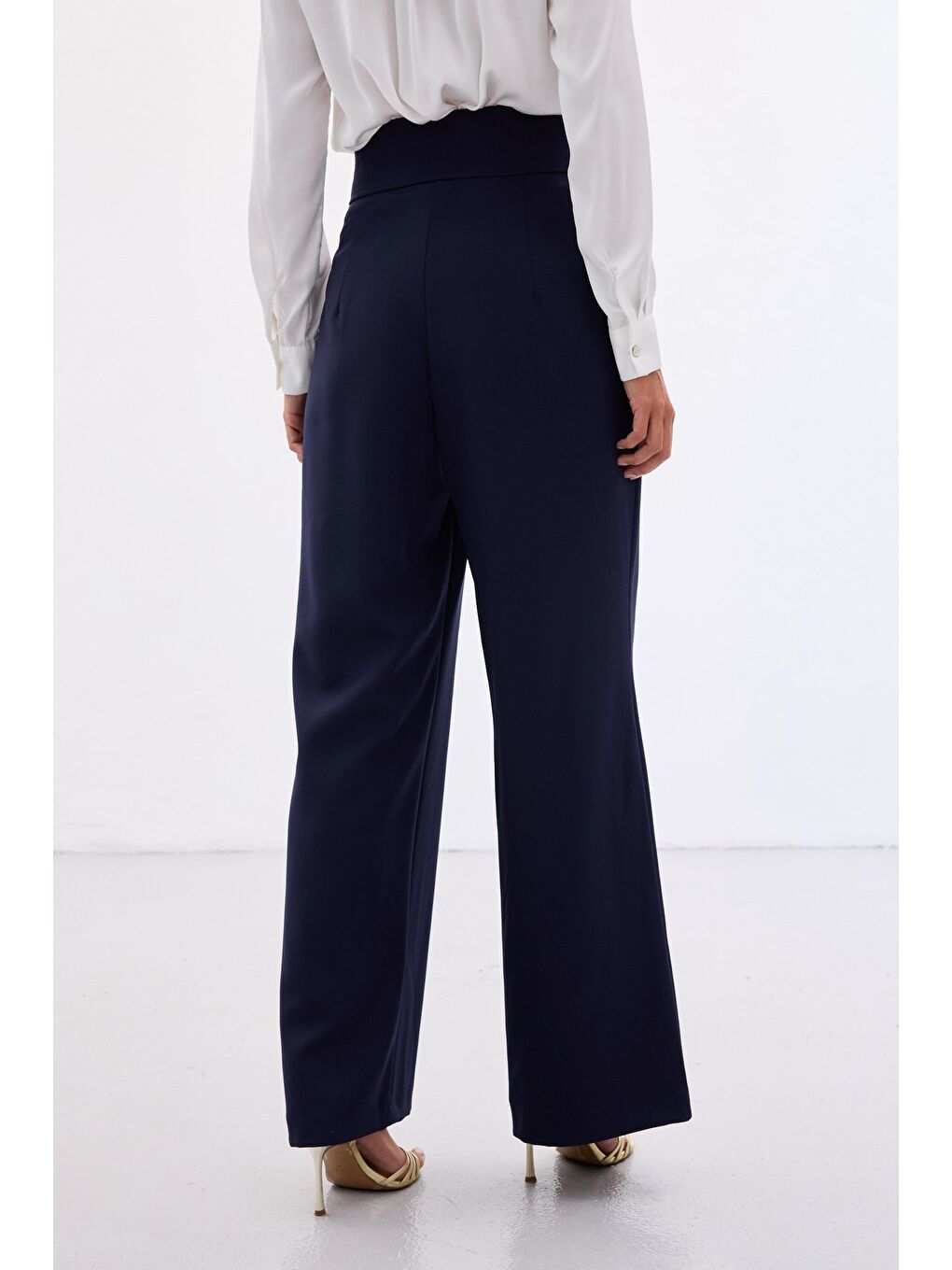 Bel Aksesuarlı Pantolon - Lacivert-5